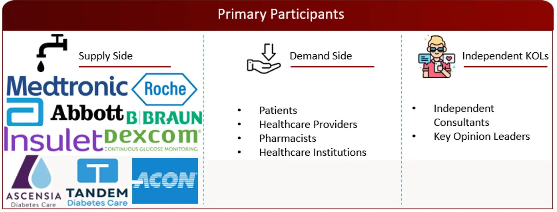 PROPOSED PRIMARY PARTICIPANTS FROM DEMAND AND SUPPLY SIDE DIGITAL DIABETES MANAGEMENT