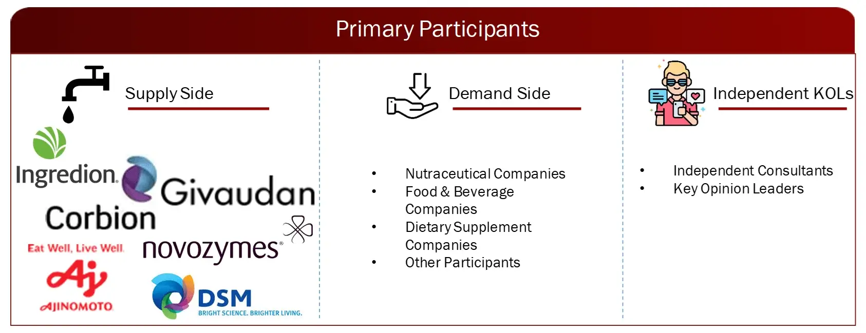 PROPOSED PRIMARY PARTICIPANTS FROM DEMAND AND SUPPLY SIDE Savoy Ingredients Market 