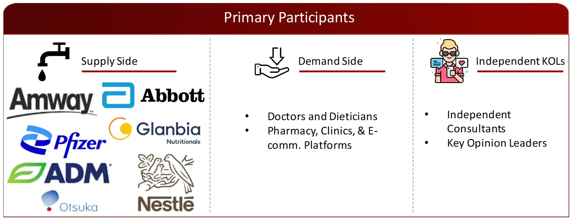 PROPOSED PRIMARY PARTICIPANTS FROM DEMAND AND SUPPLY SIDE- DIETARY SUPPLEMENT MARKET